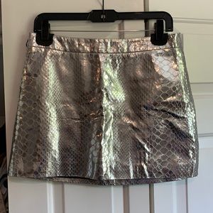 Milly Leather Embossed Snakeskin Skirt